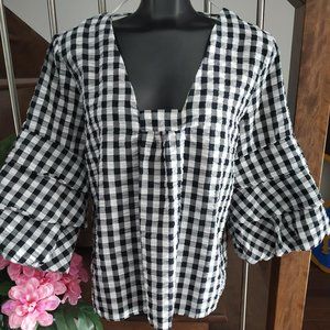 Velvet Heart black & white gingham top Sz L